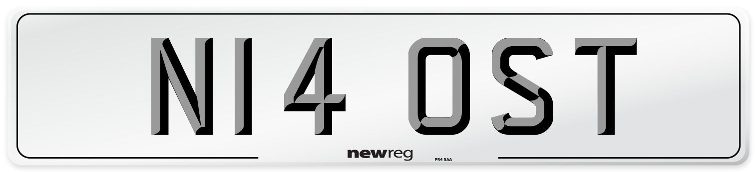 N14 OST Number Plate from New Reg